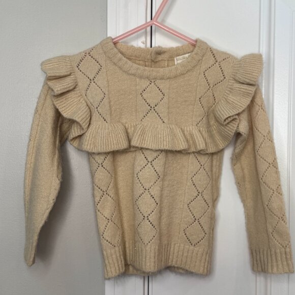 Chelsea & Violet Baby Sweater 12M | Tan Ruffle Knit - Picture 9 of 12